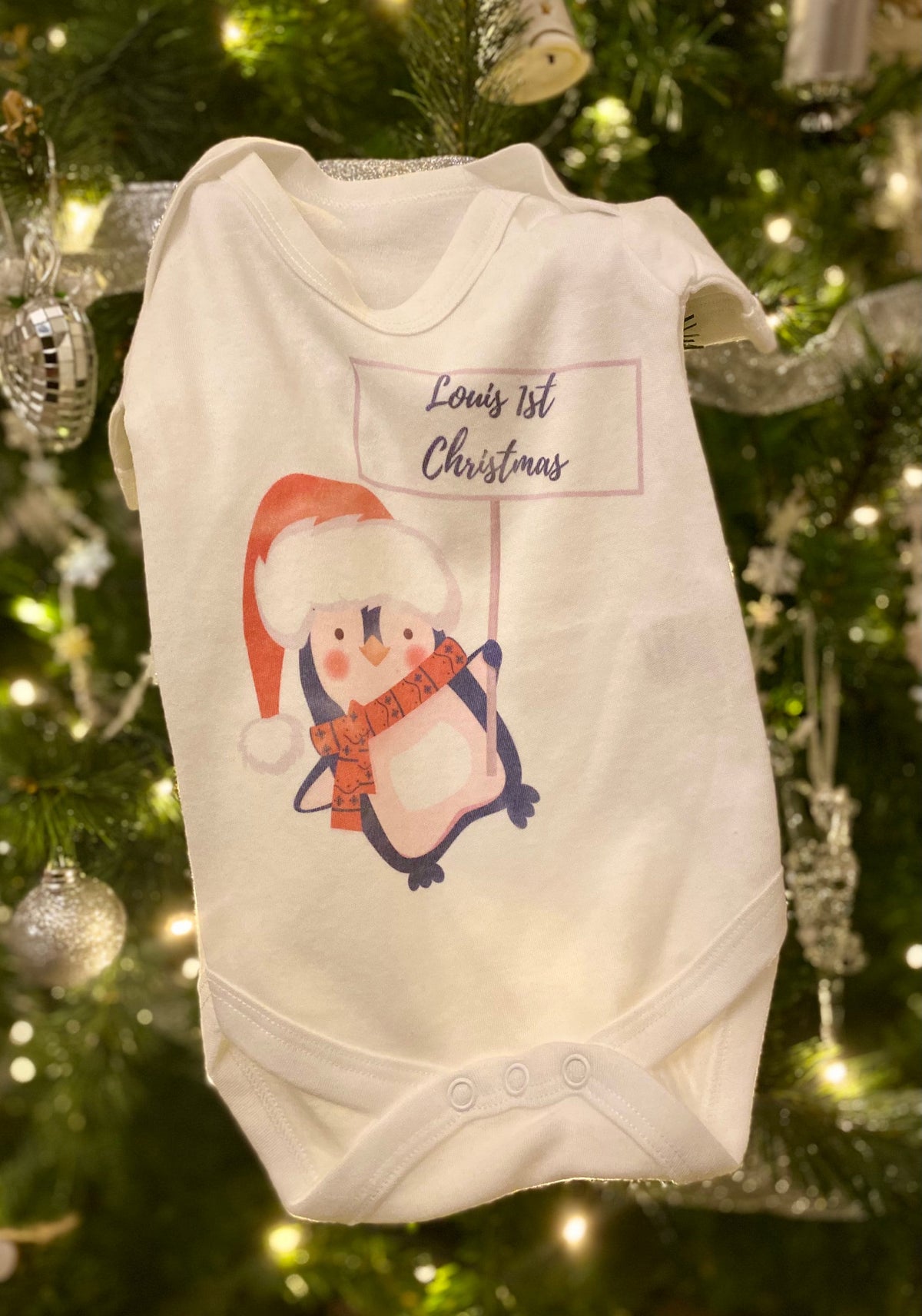 Personalised 1st Christmas Baby vest/bodysuit – Greeting Card
