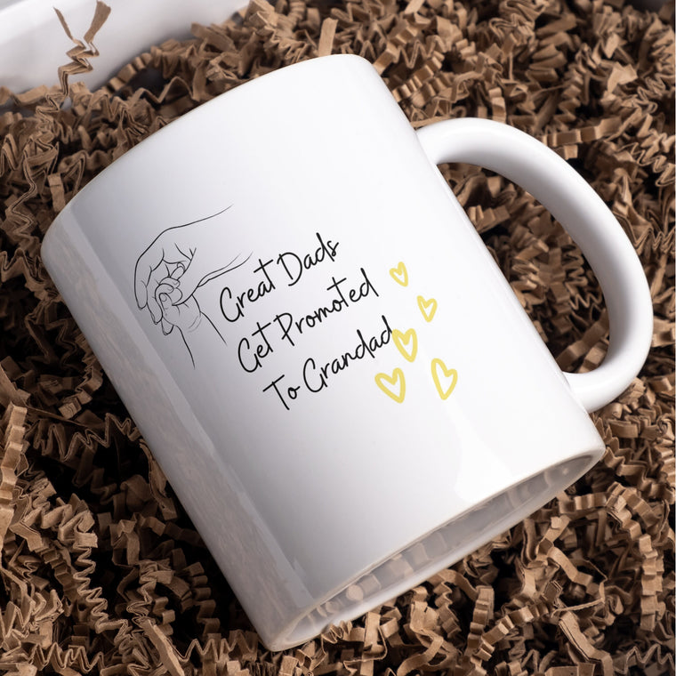 Promoted to Grandad Mug – Personalised New Baby Gift – Greeting Card