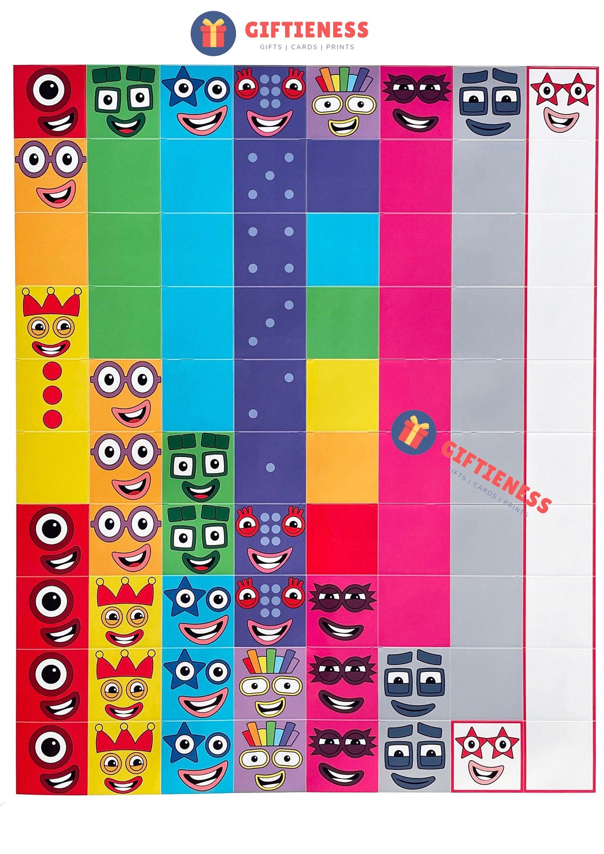 Numberblocks Replacement Face Stickers – Glossy Cube Stickers – Greeting Card