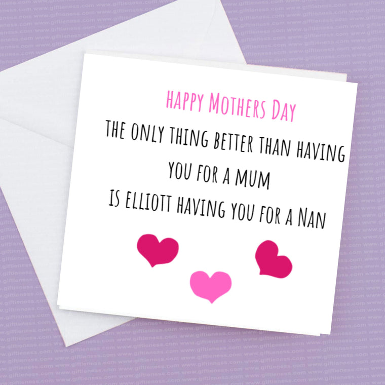 Personalised Mothers Day – The only thing better than having you as a mum is .. having you for a .. – Greeting Card