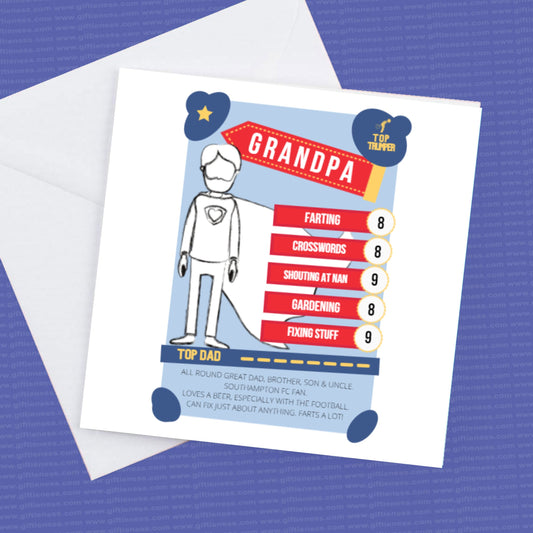 Dad, Grandad, brother any name Top Trump style personalised card