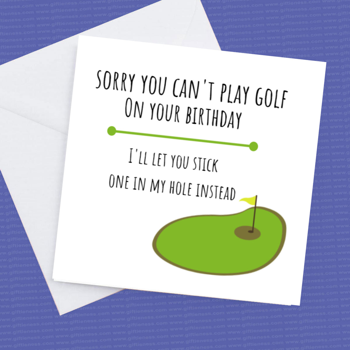 Sorry you can't play golf on your Birthday, Ill let you stick one in my hole instead – Birthday Card