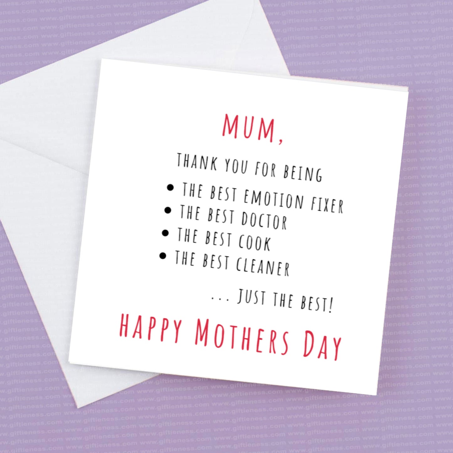 Mum Thank you for being Just the Best  - This card can be personalised if you wish or left with our words