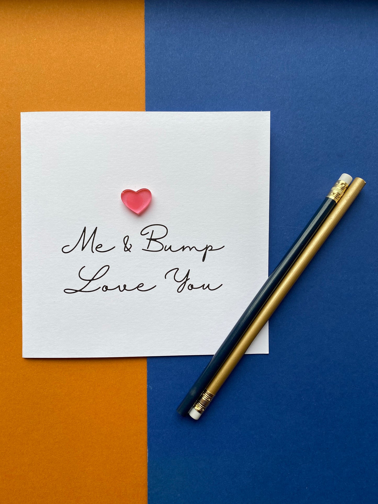 Me and bump love you resin heart card