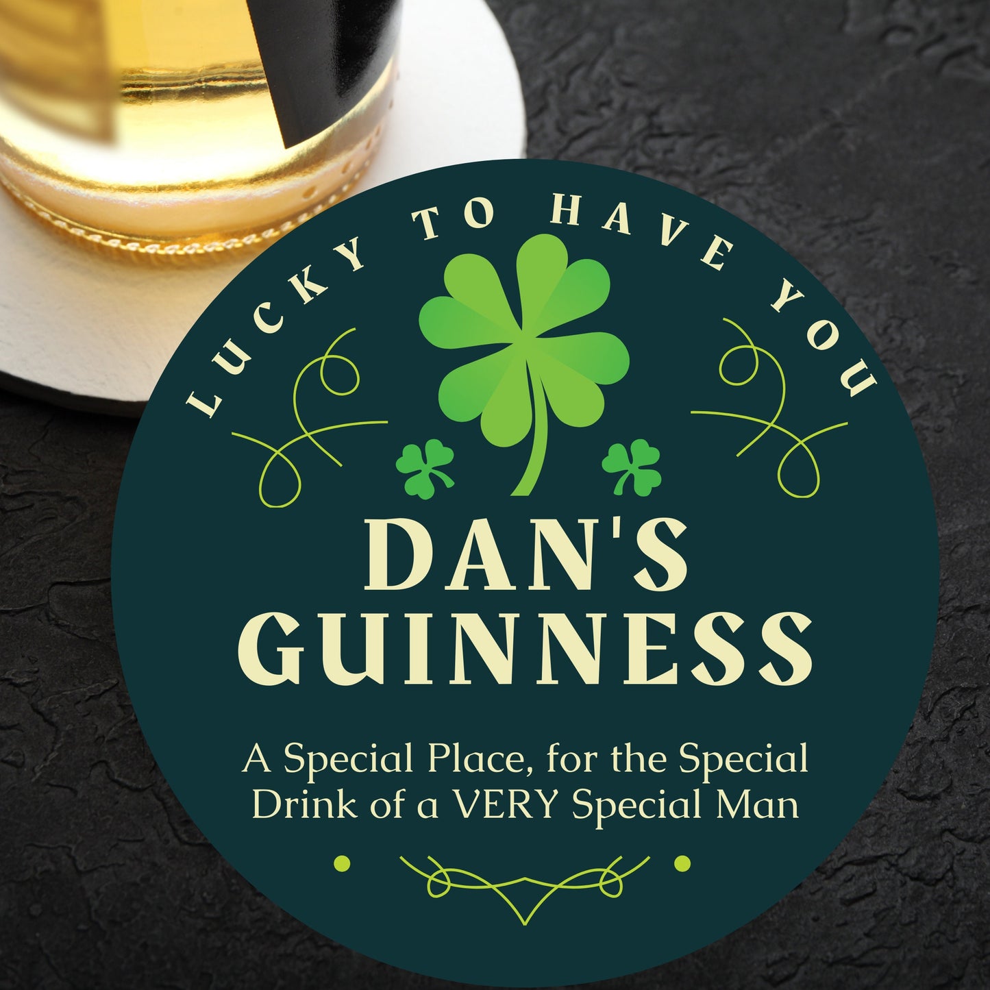 Personalised Name Guinness Beer Mat - A special place for the special drink of a very special man