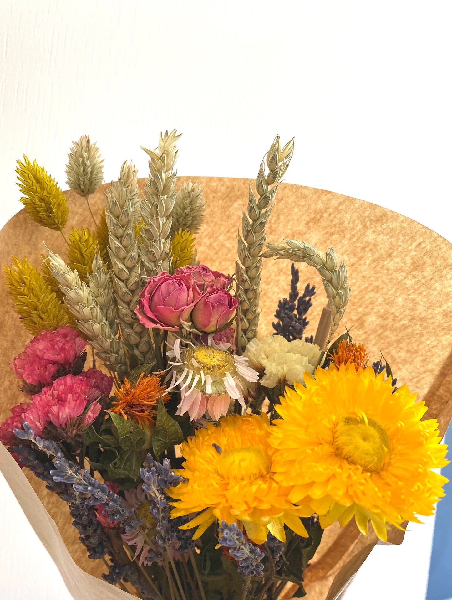 Dried Wildflower Field Bouquet Beautiful Colourful Flower assortment gift packaged with a free card of choice