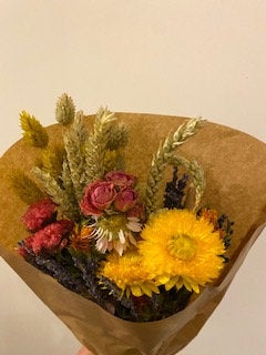 Dried Wildflower Field Bouquet Beautiful Colourful Flower assortment gift packaged with a free card of choice