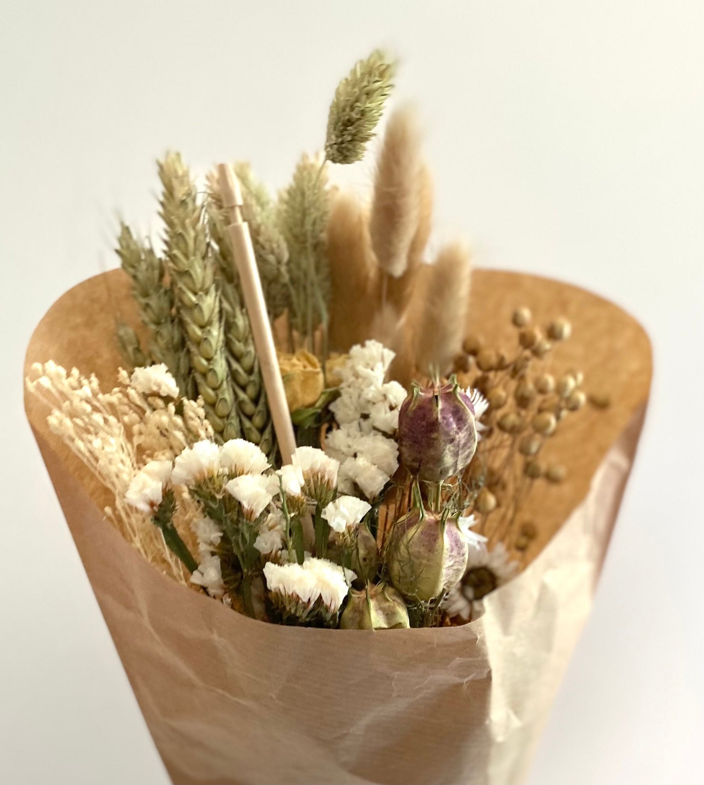 Dried Wildflower Field Bouquet Beautiful Natural colours gift packaged with a free card of choice