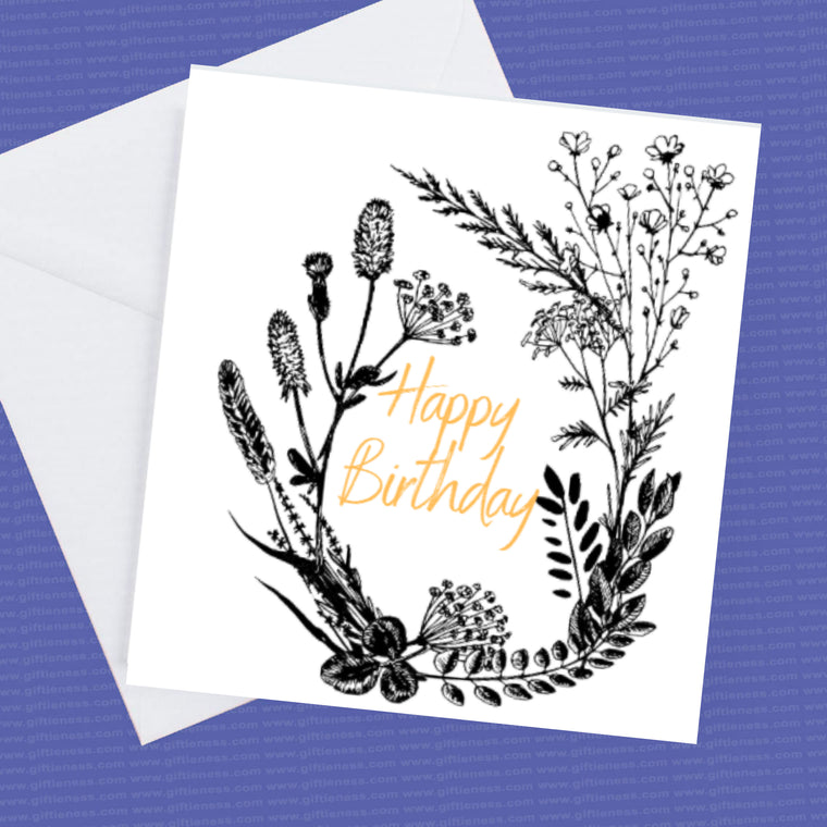 Happy Birthday Wild Flower design Card – Birthday Card