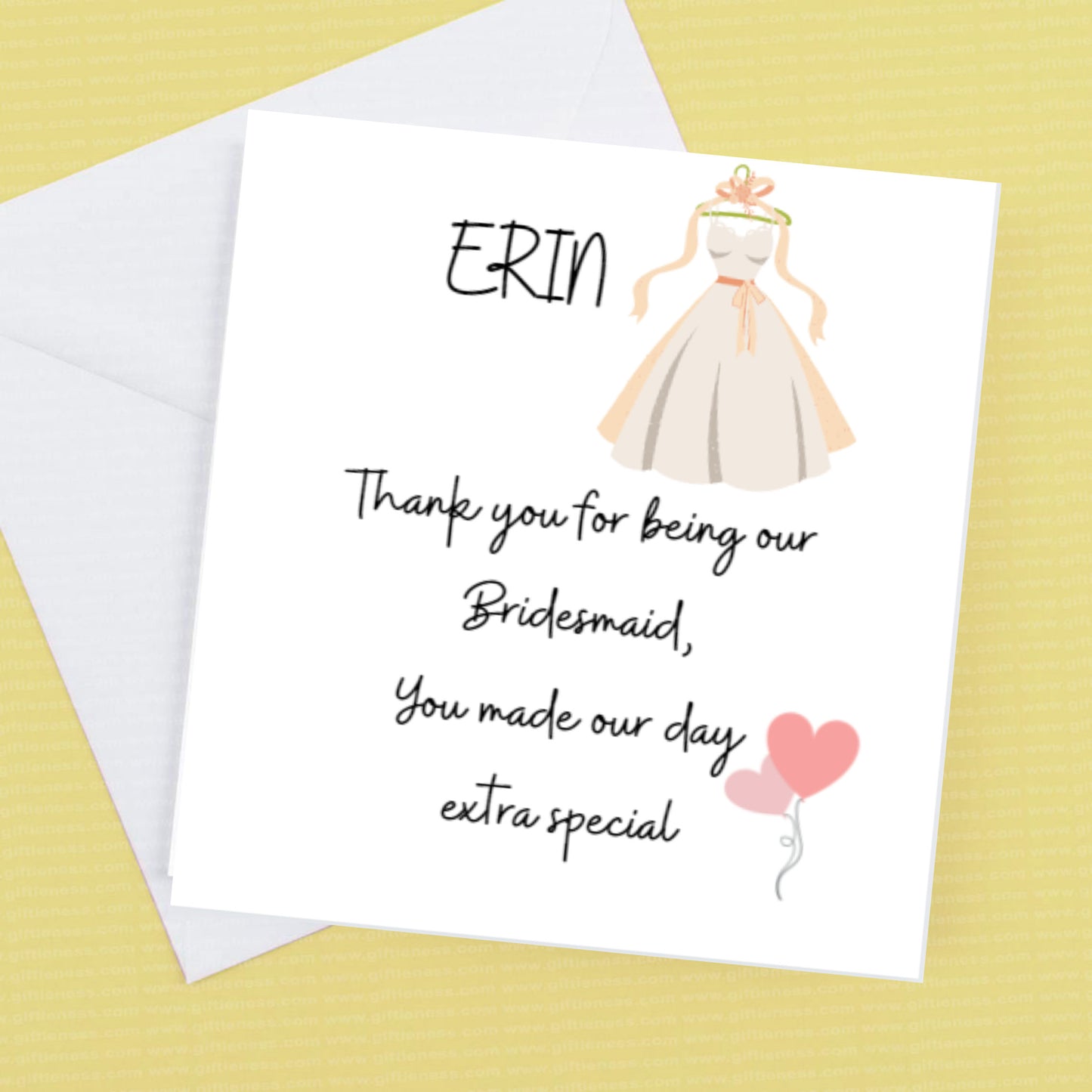 Thank you Bridesmaid personalised name card