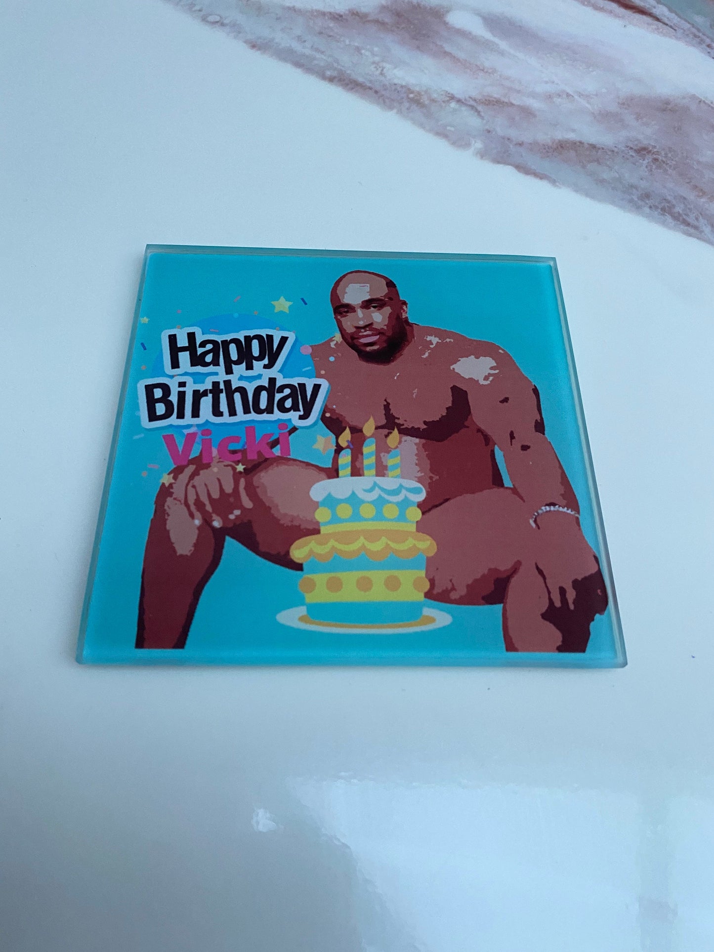 Personalised Barry Happy Birthday Glass Coaster