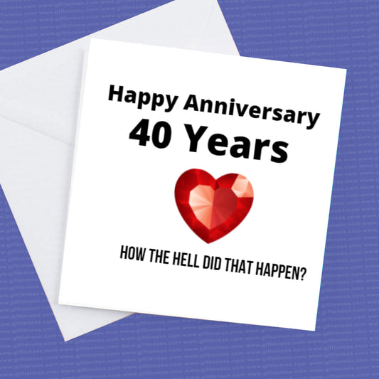 Ruby Wedding Anniversary, 40th wedding Anniversary Card