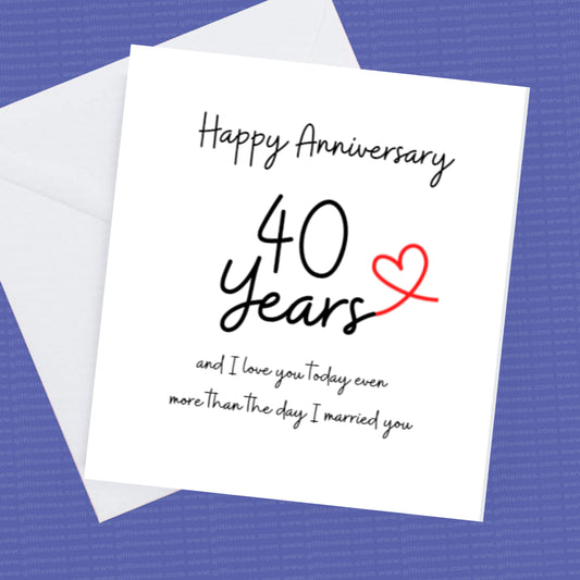 40th wedding Anniversary Card
