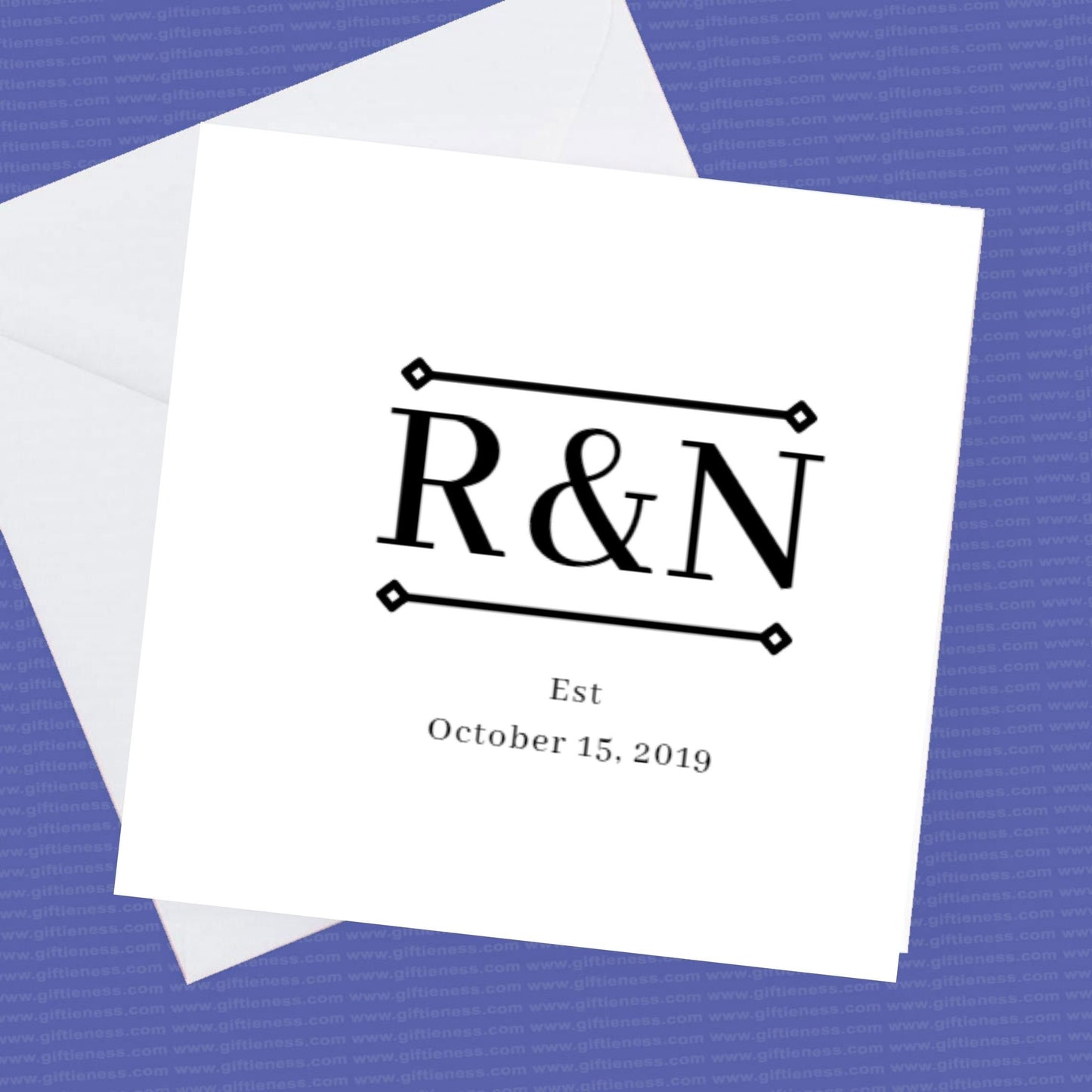 Anniversary card, Personalised Initial and date card.