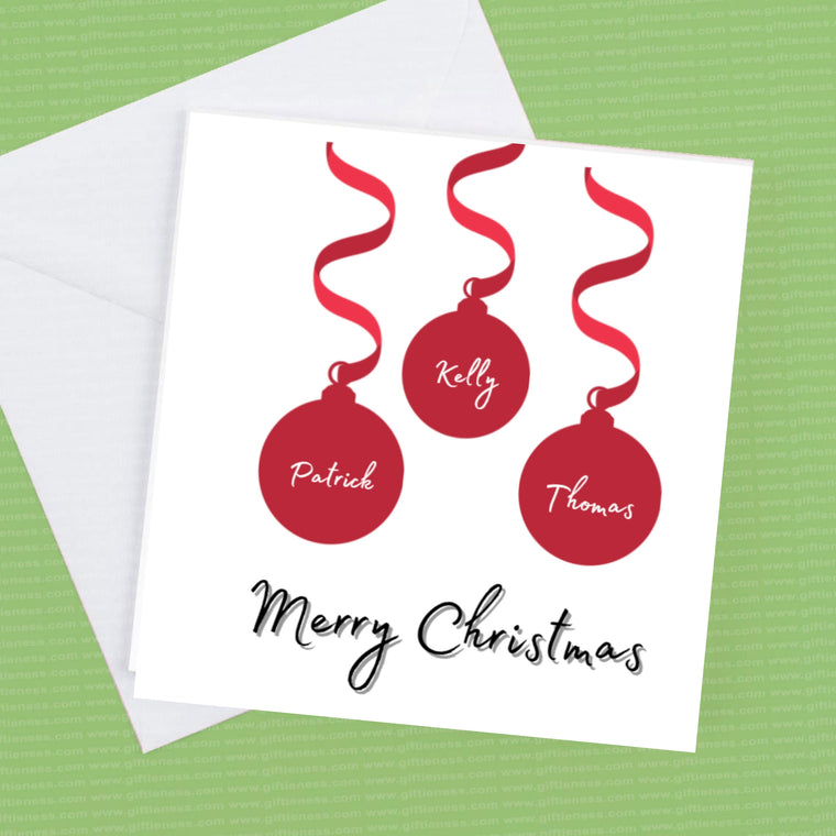 Christmas Card family personalised Bauble Card – Greeting Card