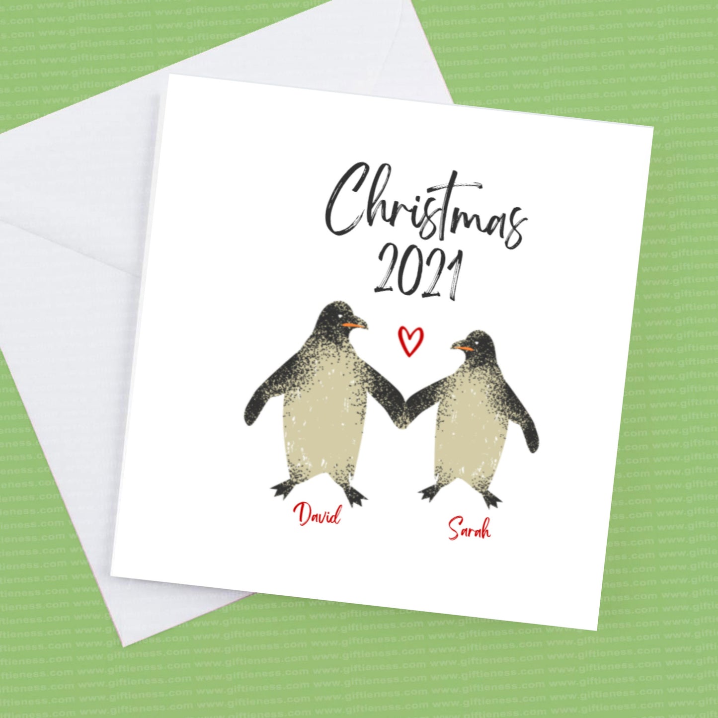 Christmas 2021 Love Penguin personalised Christmas card