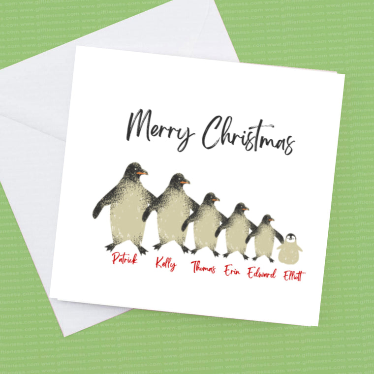 Christmas Family Penguin personalised Christmas card – Greeting Card