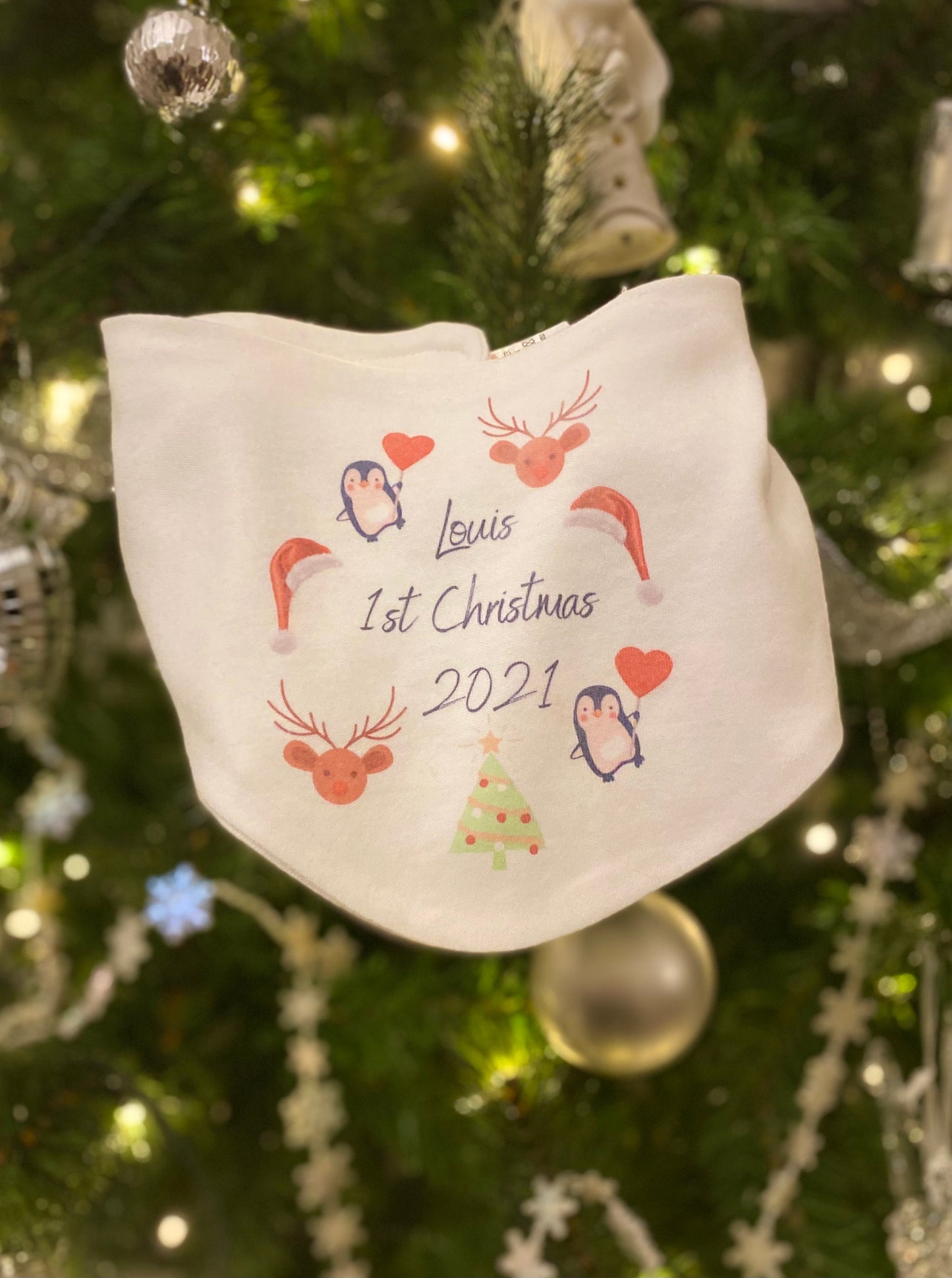 Personalised 1st Christmas 2021 Baby bib