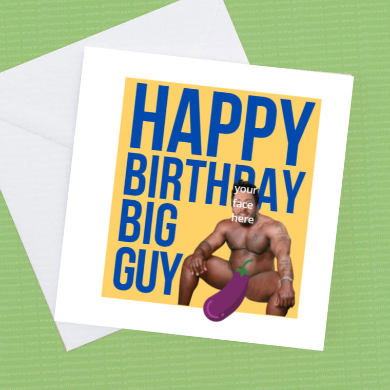 Personalised Fun Barry Birthday Aubergine Card with recipients face or your face on the front