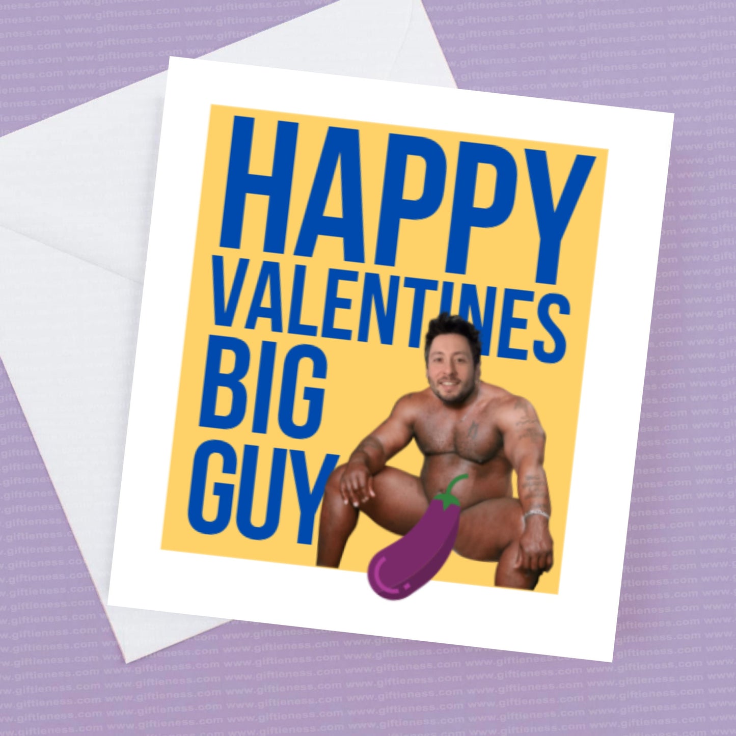 Personalised Fun Barry Valentines Aubergine Card with recipients face or your face on the front