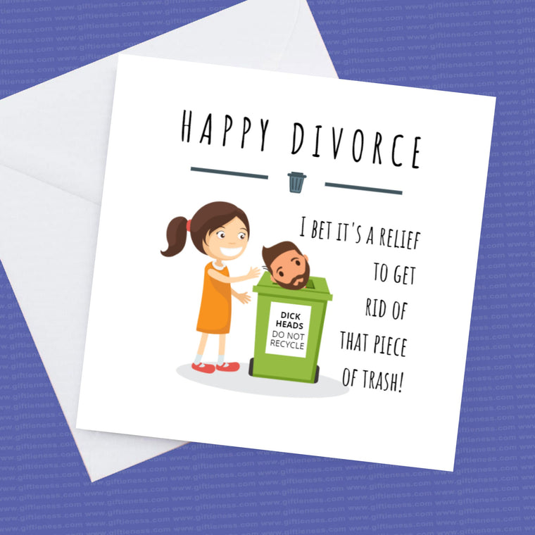 Happy Divorce Trash Card and envelope – Greeting Card