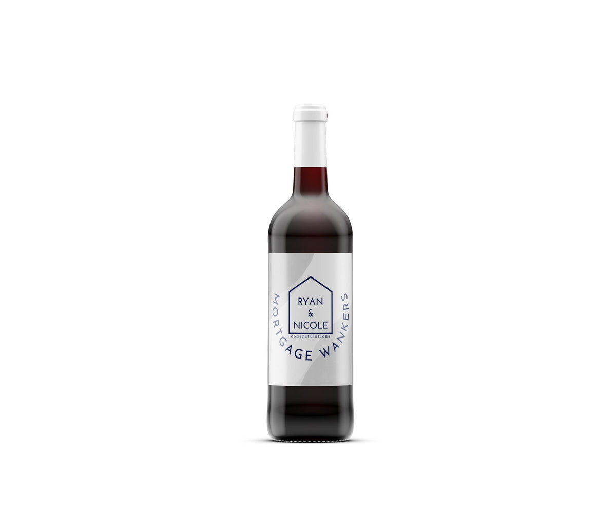 Personalised Mortgage Wankers New Home Wine Label – Greeting Card