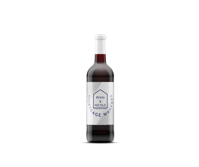Personalised Mortgage Wankers New Home Wine Label – Greeting Card