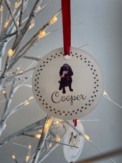 Personalised Pet Photo & name Christmas Tree decoration.