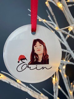 Personalised Photo & name Christmas decoration,  I can use a photo or like in image I can cartoon the photo
