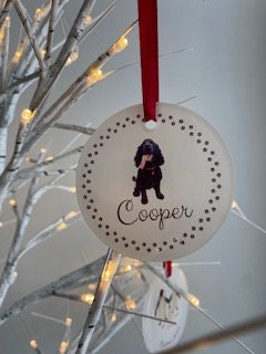 Personalised Pet Photo & name Christmas Tree decoration.