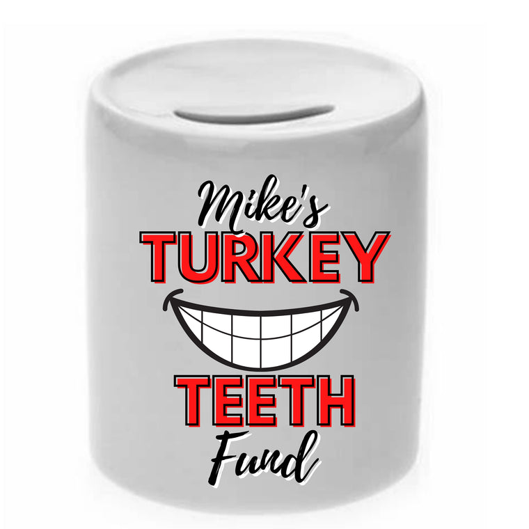 Personalised Turkey Teeth Fund Money Jar – Greeting Card