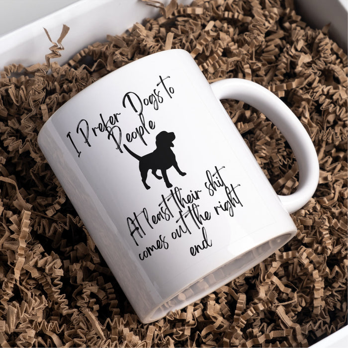 Funny Dog Lover Mug – I Prefer Dogs to People Gift – Greeting Card
