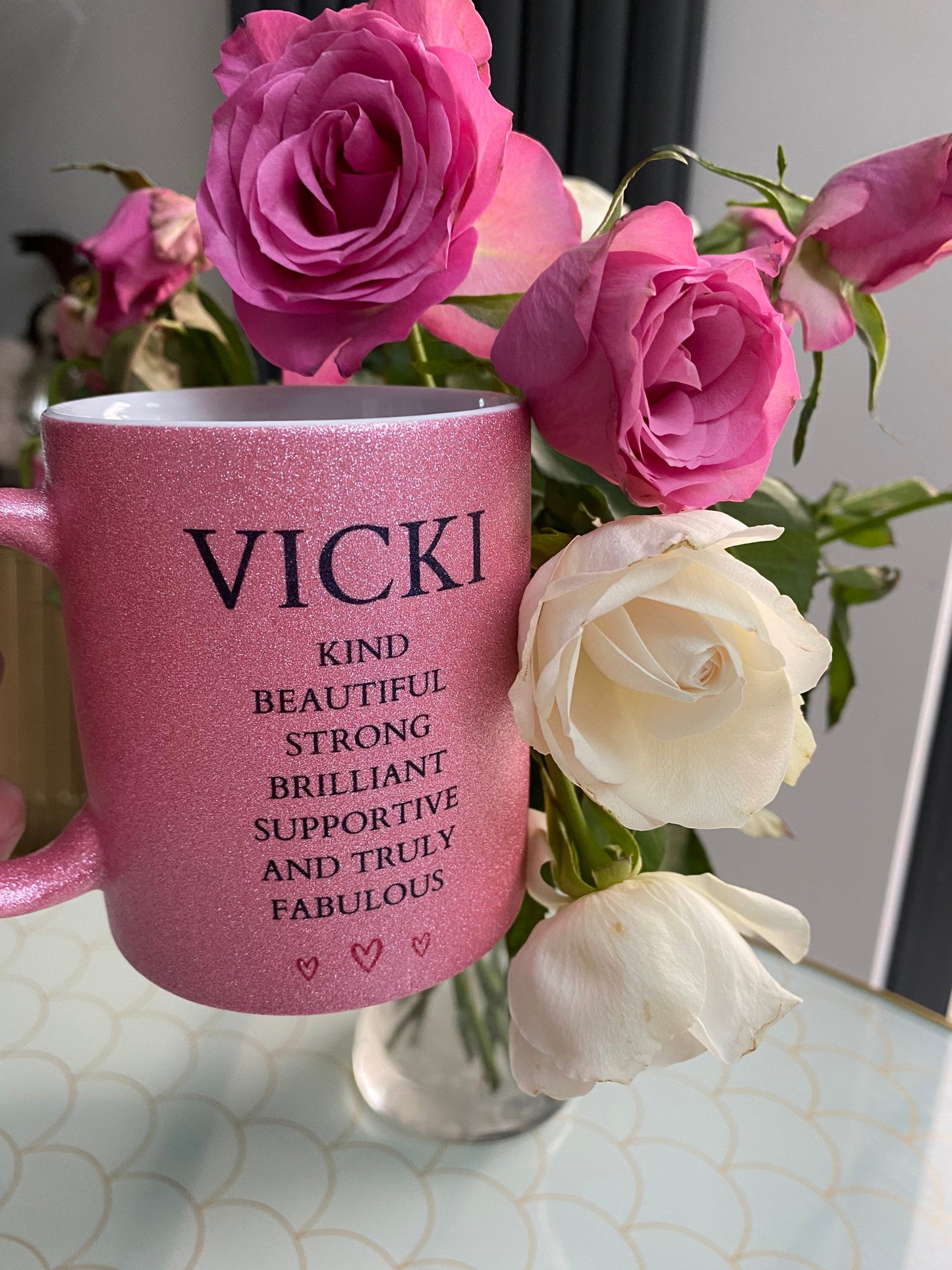 Truly Fabulous personalised mug, pink glitter mug beautiful present