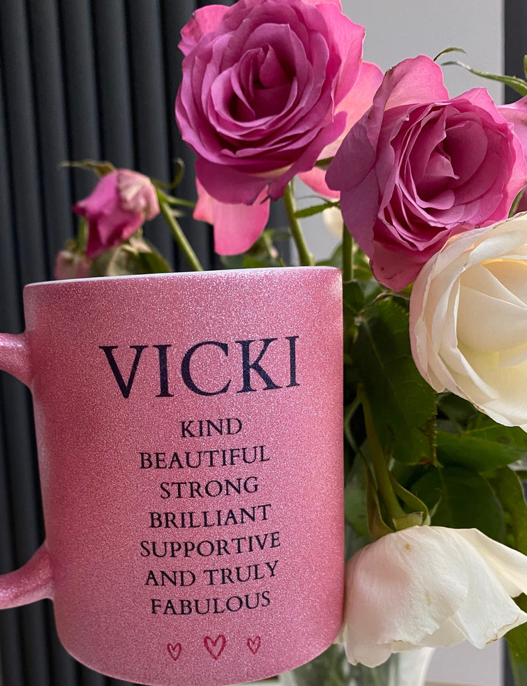 Truly Fabulous personalised mug, pink glitter mug beautiful present – Greeting Card