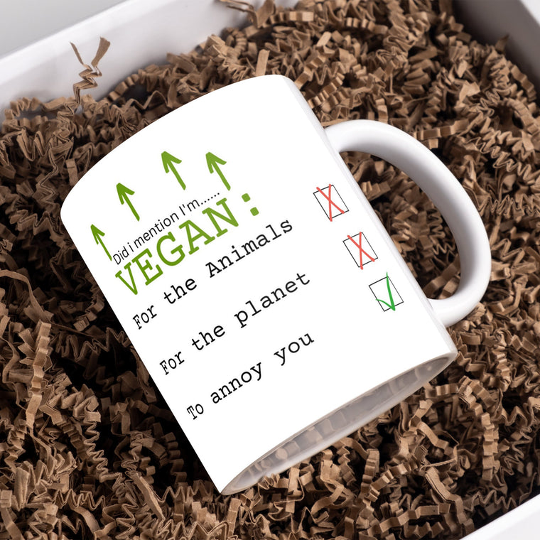 Have I mentioned I’m vegan fun mug, funny mug for a Vegan – Greeting Card