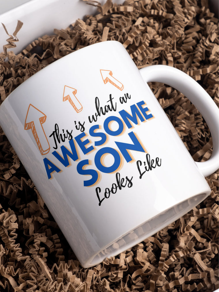 This is what an Awesome Son looks like mug – Greeting Card