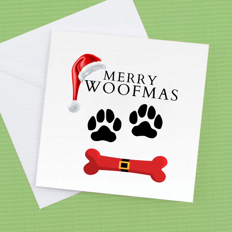 Christmas card for a Dog lover, Merry Woofmas – Greeting Card