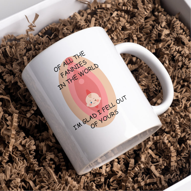 Of all the Fannies in the world, I’m glad I fell out of yours mum mug, Mothers day gift – Greeting Card