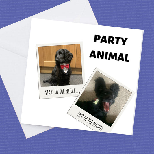 Funny Personalised Pet / Dog Card, Party animal add your own pet