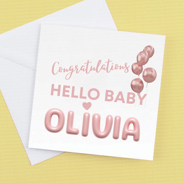 New Baby Boy Card – Hello Baby Congratulations Card – Greeting Card