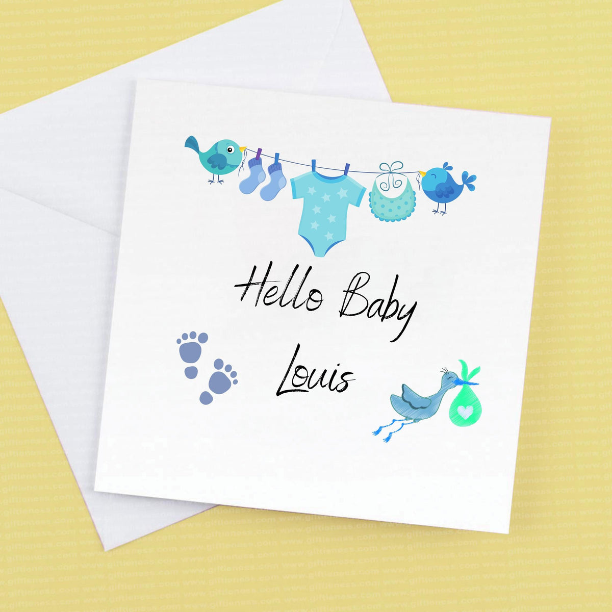 Congratulations new baby Boy card, Hello Baby – Greeting Card