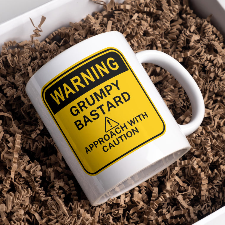Warning Grumpy Bastard approach with caution Mug – Greeting Card