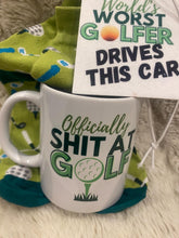 Officially Shit at Golf funny mug with air freshener and socks gift set – Greeting Card