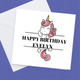 Personalised Name Unicorn Card, any name added to front – Greeting Card
