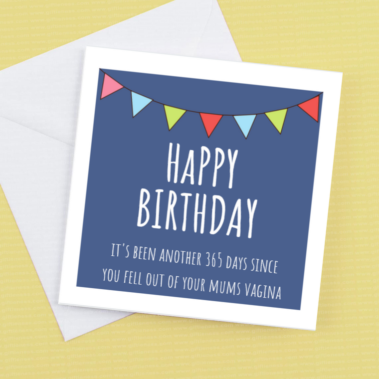 Happy Birthday – its been another 356 days since you fell out of your mums vagina – Birthday Card