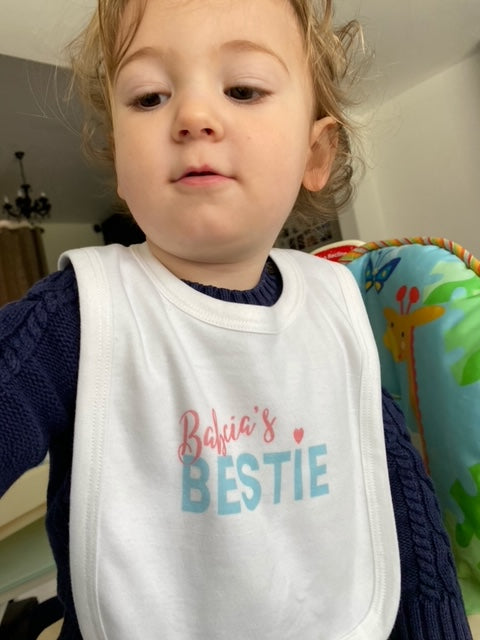 Babcia's Bestie Baby Bib – baby present – Greeting Card