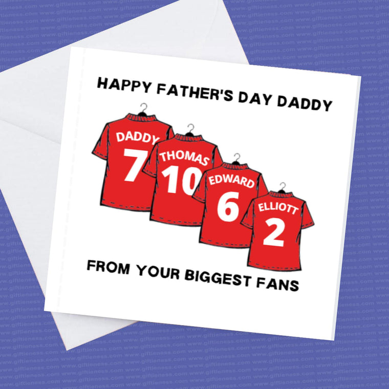 Happy Fathers Day Personalised Football Shirt Card – Greeting Card