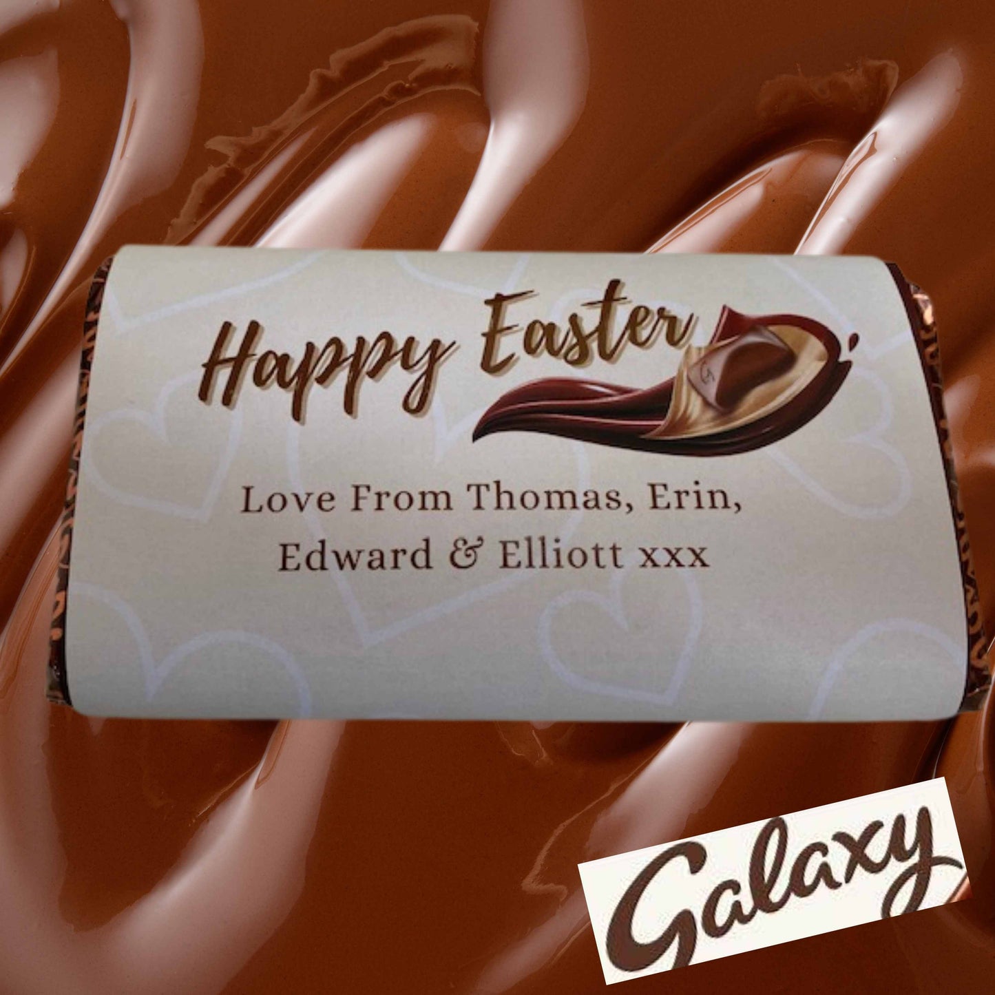 Happy Easter wrapped bar of Galaxy chocolate personalised