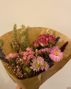 Dried Wildflower Field Bouquet Beautiful Pinks and Natural Colours