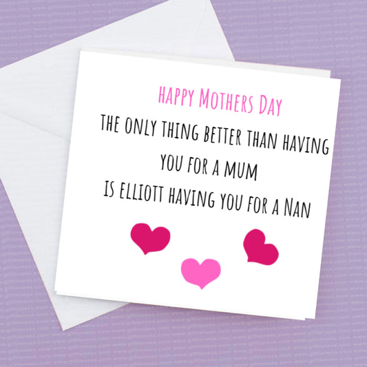 Personalised Mothers Day - The only thing better than having you as a mum is .. having you for a ..